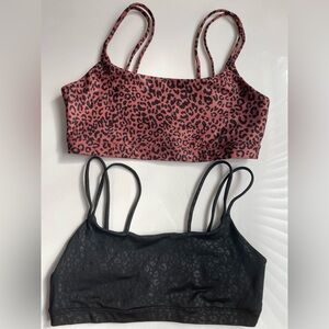GAP Leopard Print Bralette Duo - Rose Pink & Black (Blackout double Strap size M